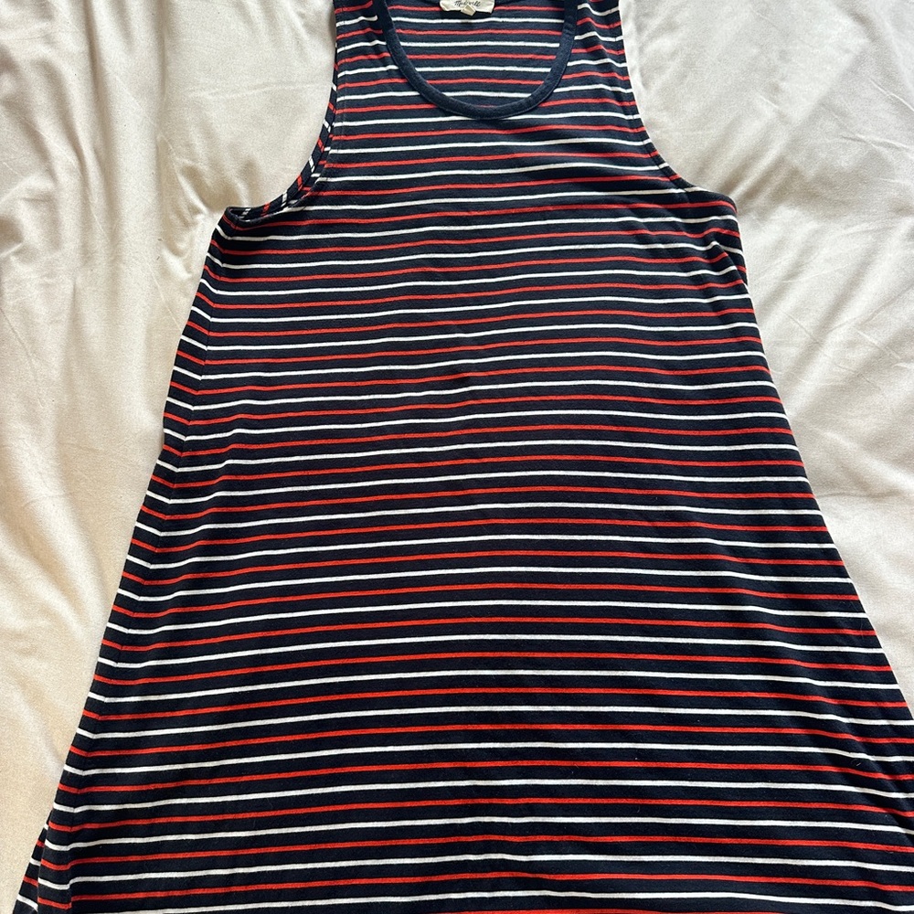Madewell Navy and Red Striped Tank Dress